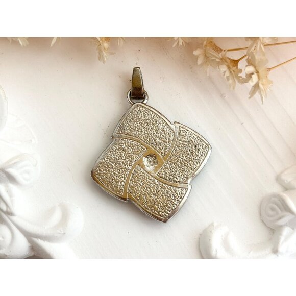 Stoneform Pinwheel Multi Gemstone Turquoise 925 Sterling Silver Vintage Pendant - Picture 3 of 9